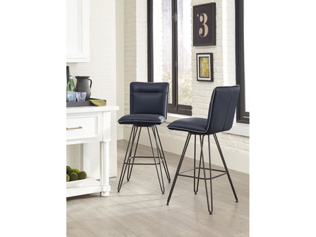 Demi Hairpin Leg Swivel Bar Stool in Cobalt (Set of 2) by Modus Furniture at Eve Furniture