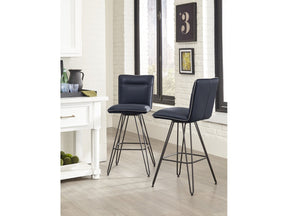 Demi Hairpin Leg Swivel Bar Stool in Cobalt (Set of 2) by Modus Furniture at Eve Furniture