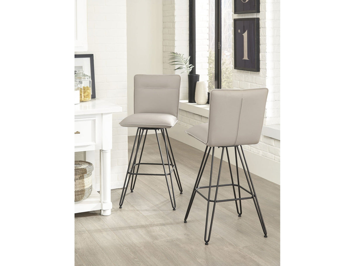 Demi Hairpin Leg Swivel Bar Stool in Taupe (Set of 2) by Modus Furniture at Eve Furniture