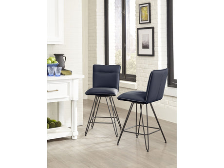 Demi Hairpin Leg Swivel Counter Stool in Cobalt (Set of 2) by Modus Furniture at Eve Furniture