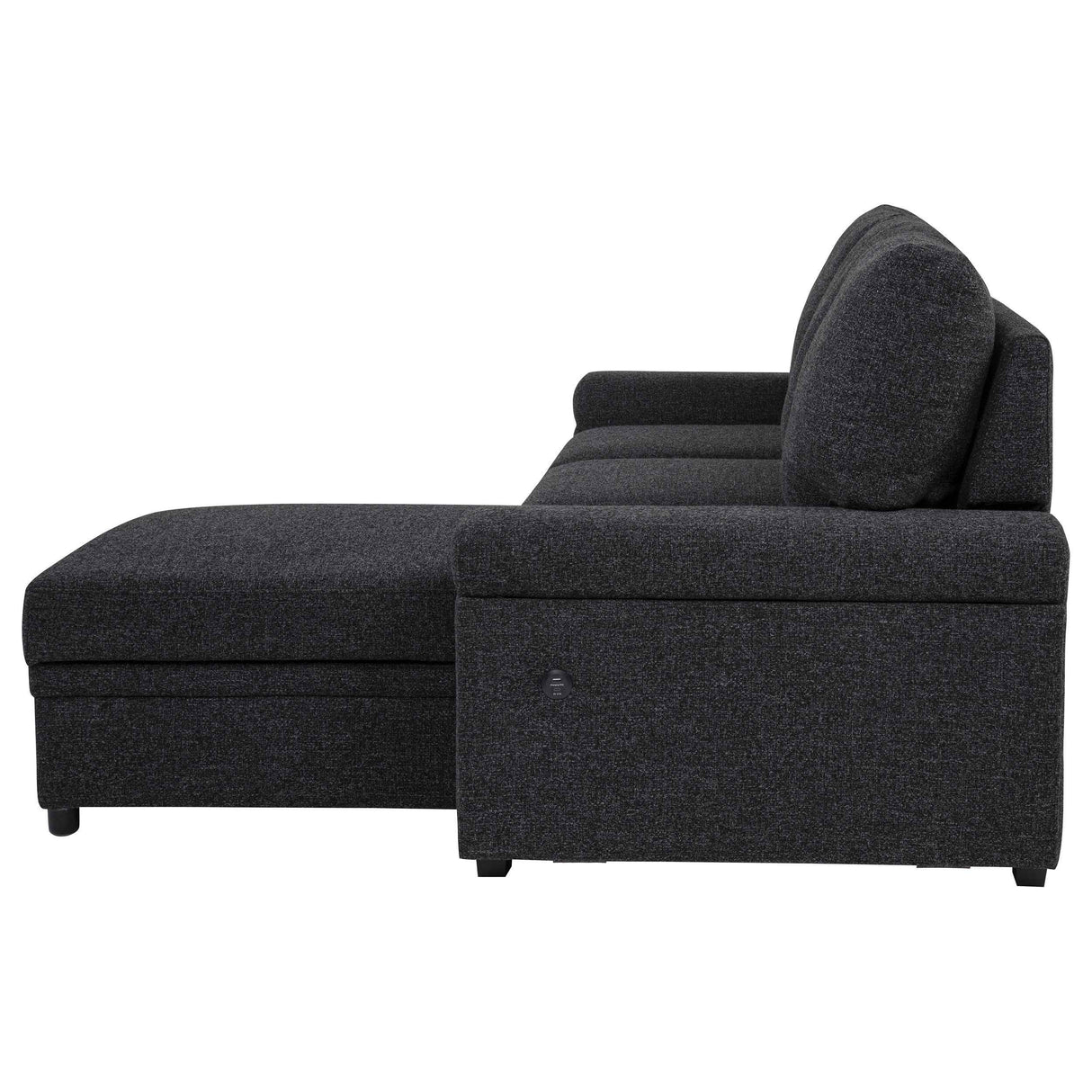 Demko Black Sleeper Sectional Sofa with Speaker and Storage Chaise by Coaster at Eve Furniture