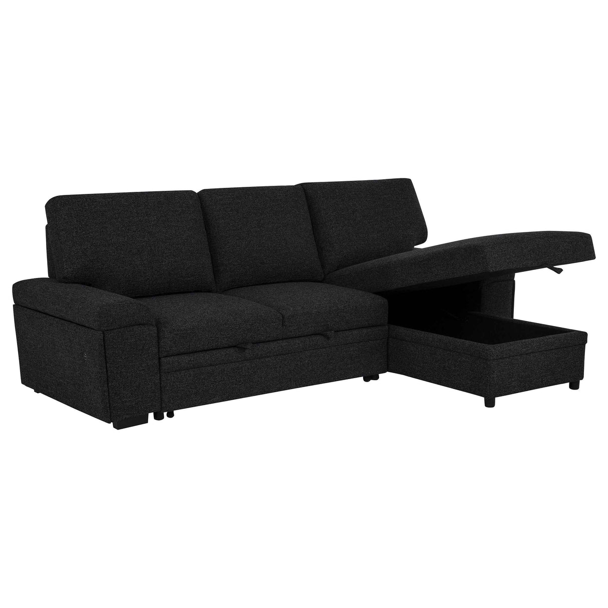 Demko Black Sleeper Sectional Sofa with Speaker and Storage Chaise by Coaster at Eve Furniture