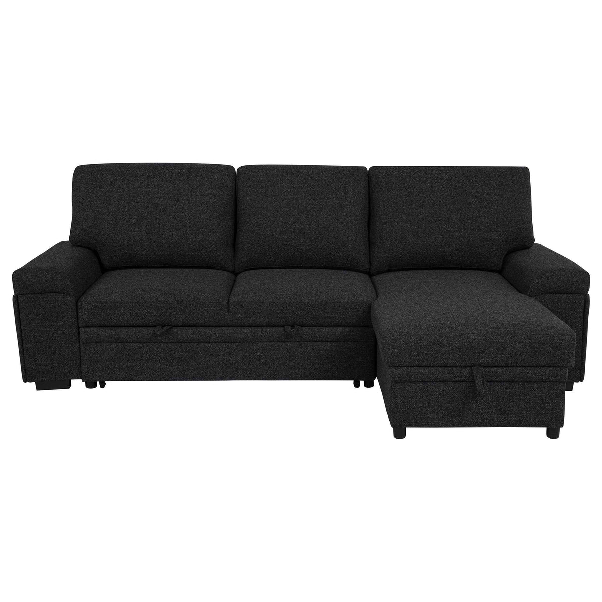 Demko Black Sleeper Sectional Sofa with Speaker and Storage Chaise by Coaster at Eve Furniture