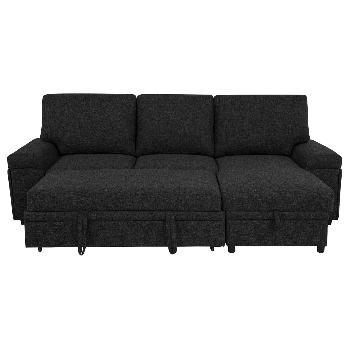 Demko Black Sleeper Sectional Sofa with Speaker and Storage Chaise by Coaster at Eve Furniture