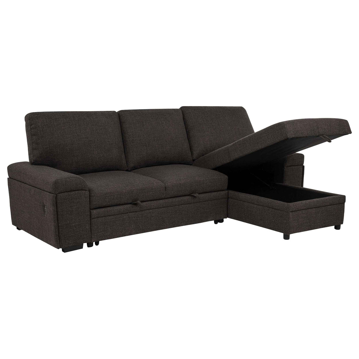 Demko Brown Sleeper Sectional Sofa with Speaker and Storage Chaise by Coaster at Eve Furniture