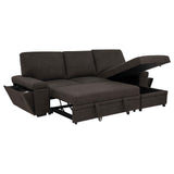 Demko Brown Sleeper Sectional Sofa with Speaker and Storage Chaise by Coaster at Eve Furniture