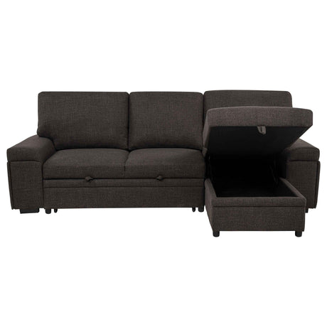 Demko Brown Sleeper Sectional Sofa with Speaker and Storage Chaise by Coaster at Eve Furniture
