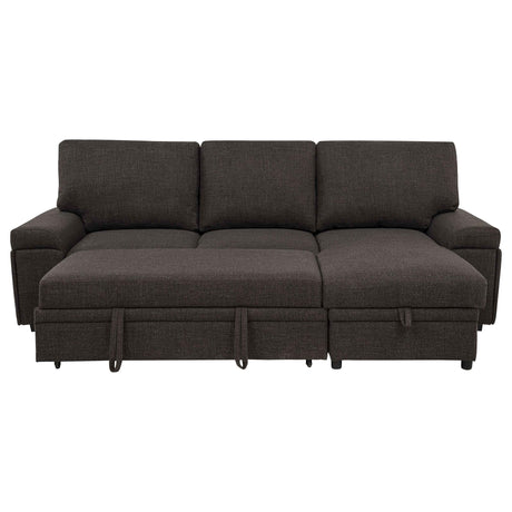 Demko Brown Sleeper Sectional Sofa with Speaker and Storage Chaise by Coaster at Eve Furniture