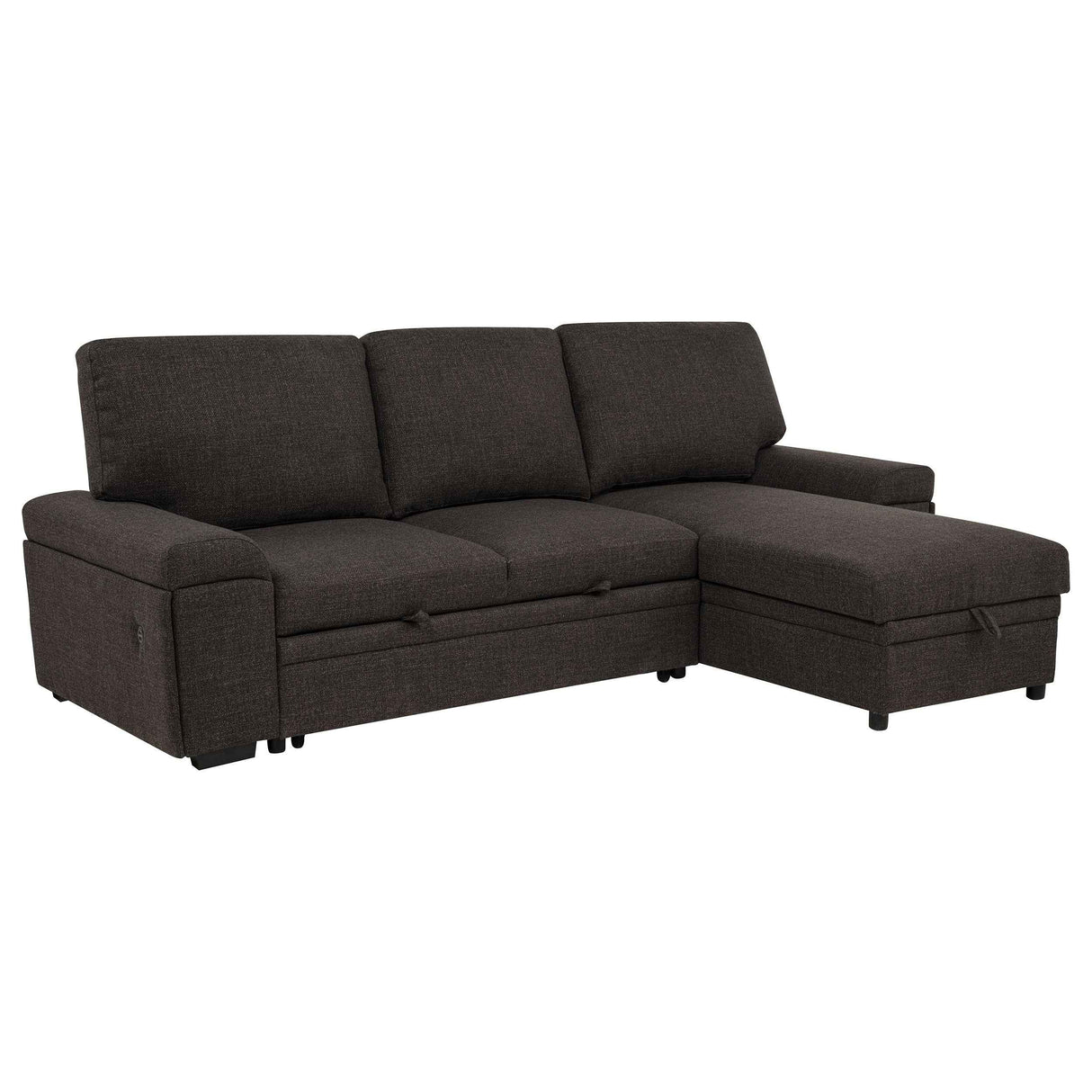 Demko Brown Sleeper Sectional Sofa with Speaker and Storage Chaise by Coaster at Eve Furniture