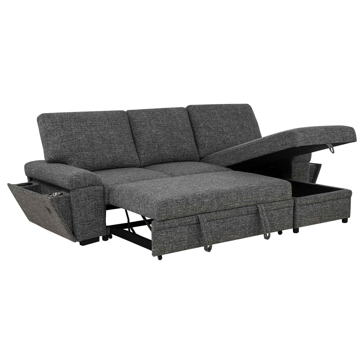 Demko Granite Sleeper Sectional Sofa with Speaker and Storage Chaise by Coaster at Eve Furniture