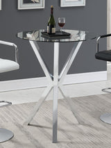Denali Chrome Round Glass Top Bar Table by Coaster at Eve Furniture