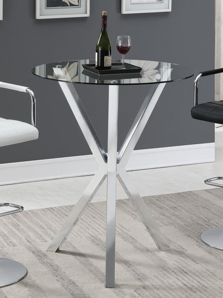 Denali Chrome Round Glass Top Bar Table by Coaster at Eve Furniture