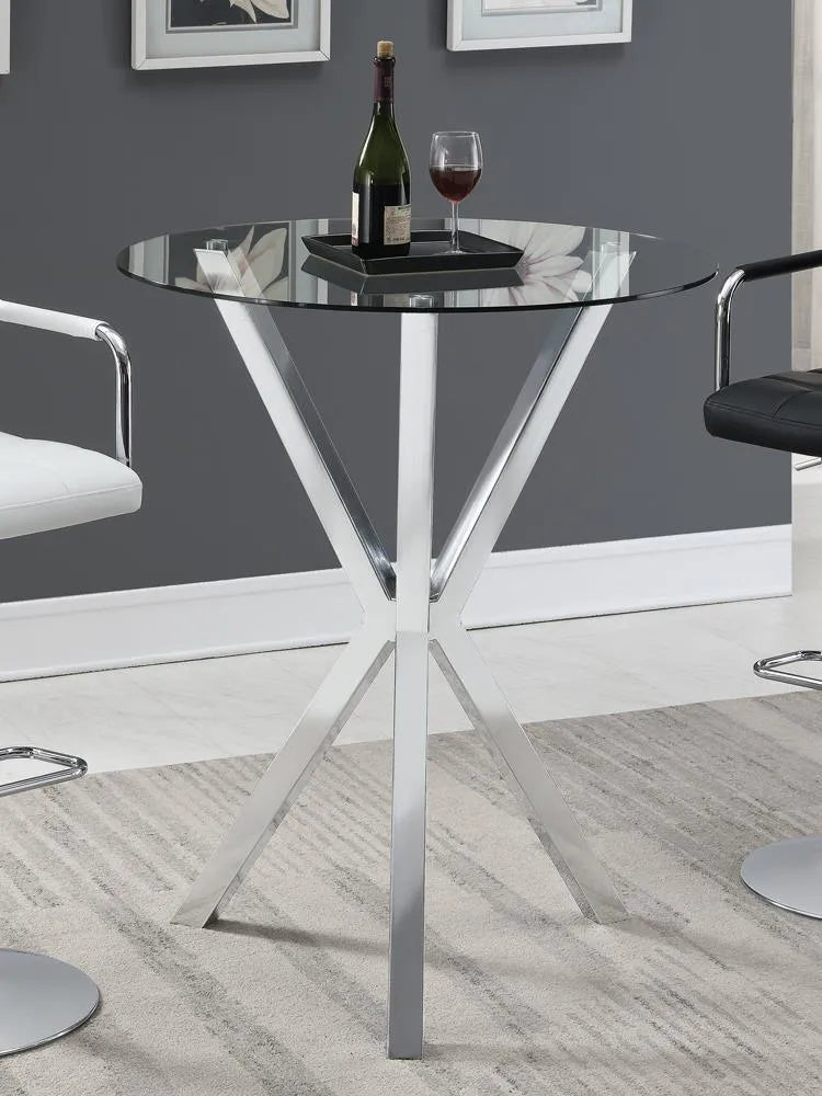 Denali Chrome Round Glass Top Bar Table by Coaster at Eve Furniture