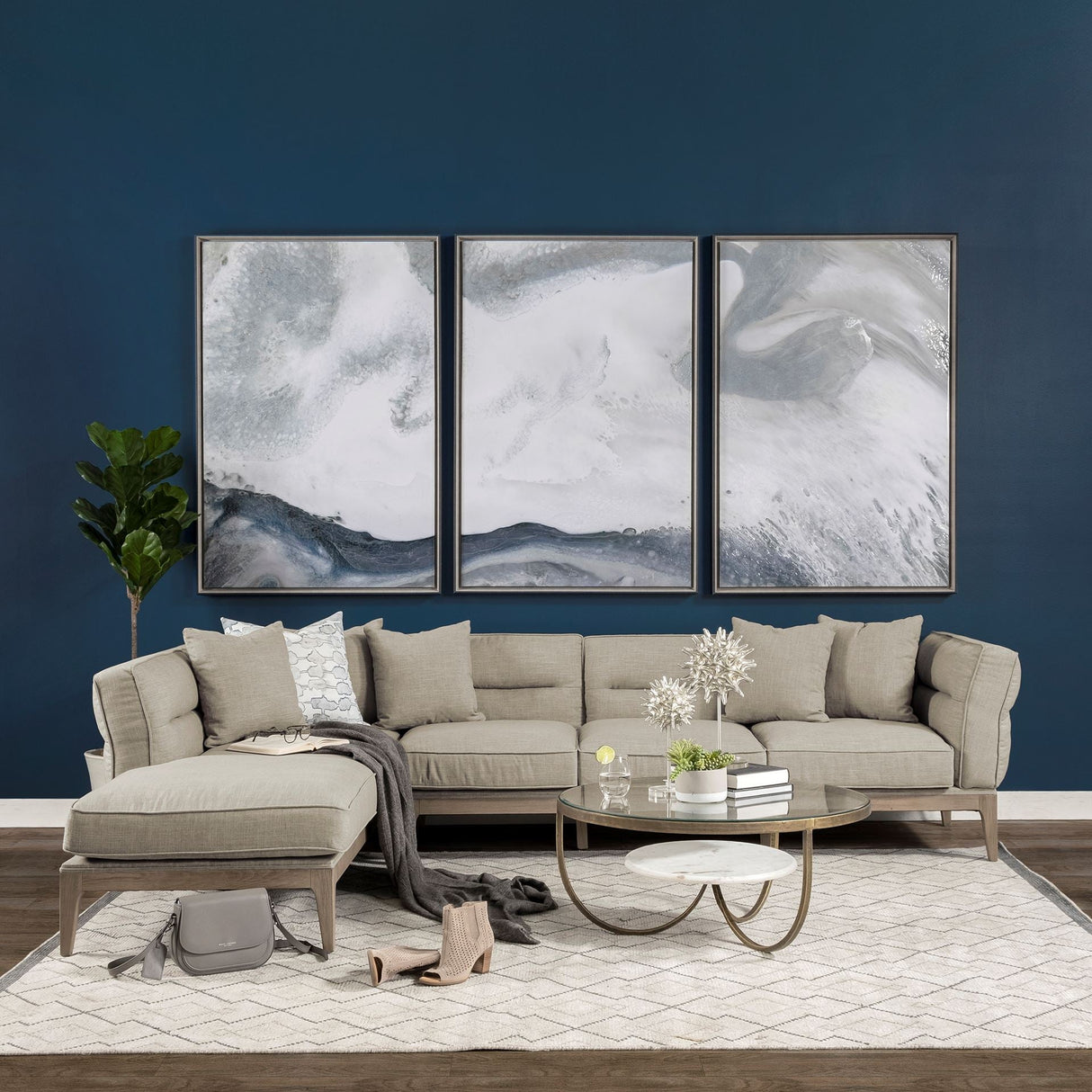 Denali IV Beige Upholstered Wooden Frame Left Four Seater Sectional by Mercana at Eve Furniture