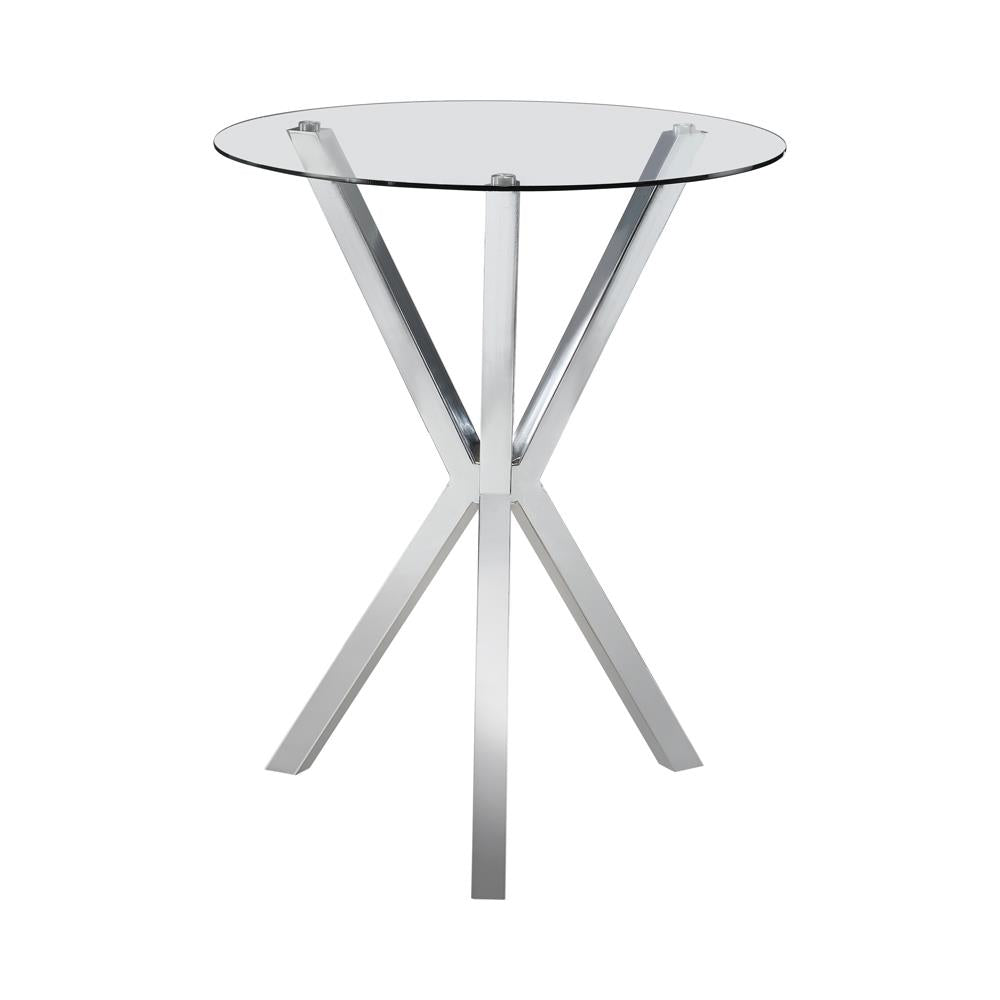 Denali Chrome Round Glass Top Bar Table