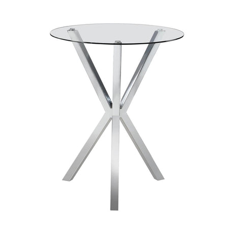 Denali Chrome Round Glass Top Bar Table