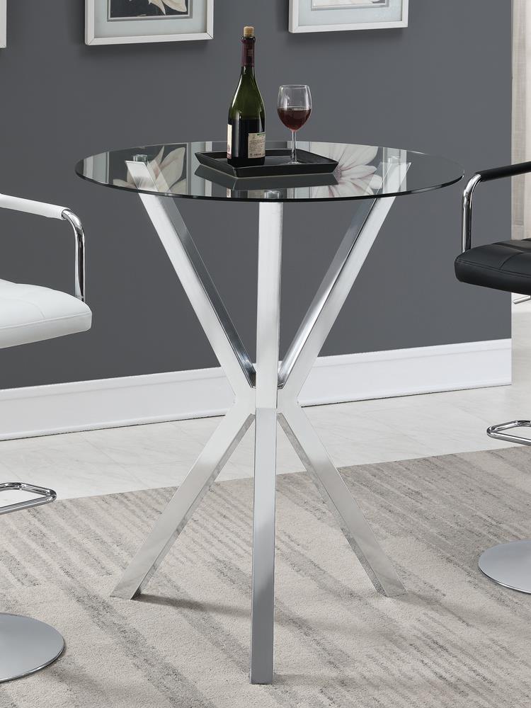 Denali Chrome Round Glass Top Bar Table