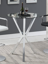 Denali Chrome Round Glass Top Bar Table