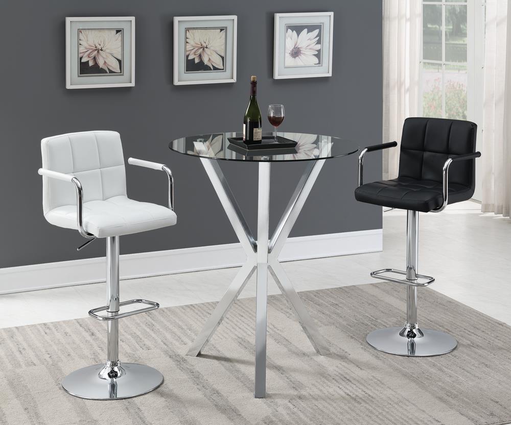 Denali Chrome Round Glass Top Bar Table