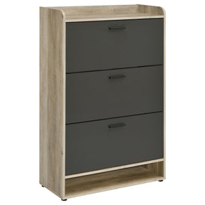 Denia Antique Pine and Grey 3-tier Shoe Storage Cabinet by Coaster at Eve Furniture