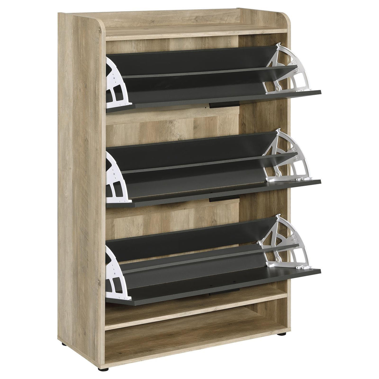 Denia Antique Pine and Grey 3-tier Shoe Storage Cabinet by Coaster at Eve Furniture