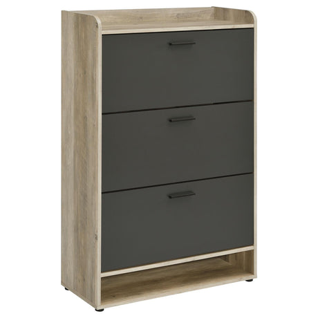 Denia Antique Pine and Grey 3-tier Shoe Storage Cabinet by Coaster at Eve Furniture