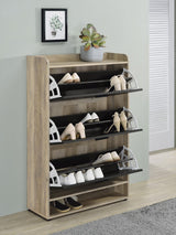 Denia Antique Pine and Grey 3-tier Shoe Storage Cabinet by Coaster at Eve Furniture
