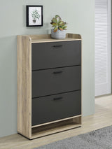 Denia Antique Pine and Grey 3-tier Shoe Storage Cabinet by Coaster at Eve Furniture