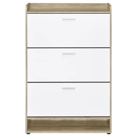 Denia Antique Pine and White 3-tier Shoe Storage Cabinet by Coaster at Eve Furniture