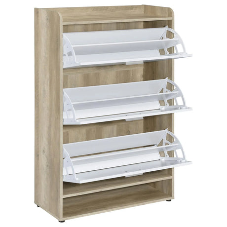 Denia Antique Pine and White 3-tier Shoe Storage Cabinet by Coaster at Eve Furniture