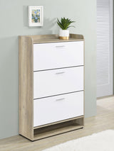 Denia Antique Pine and White 3-tier Shoe Storage Cabinet by Coaster at Eve Furniture