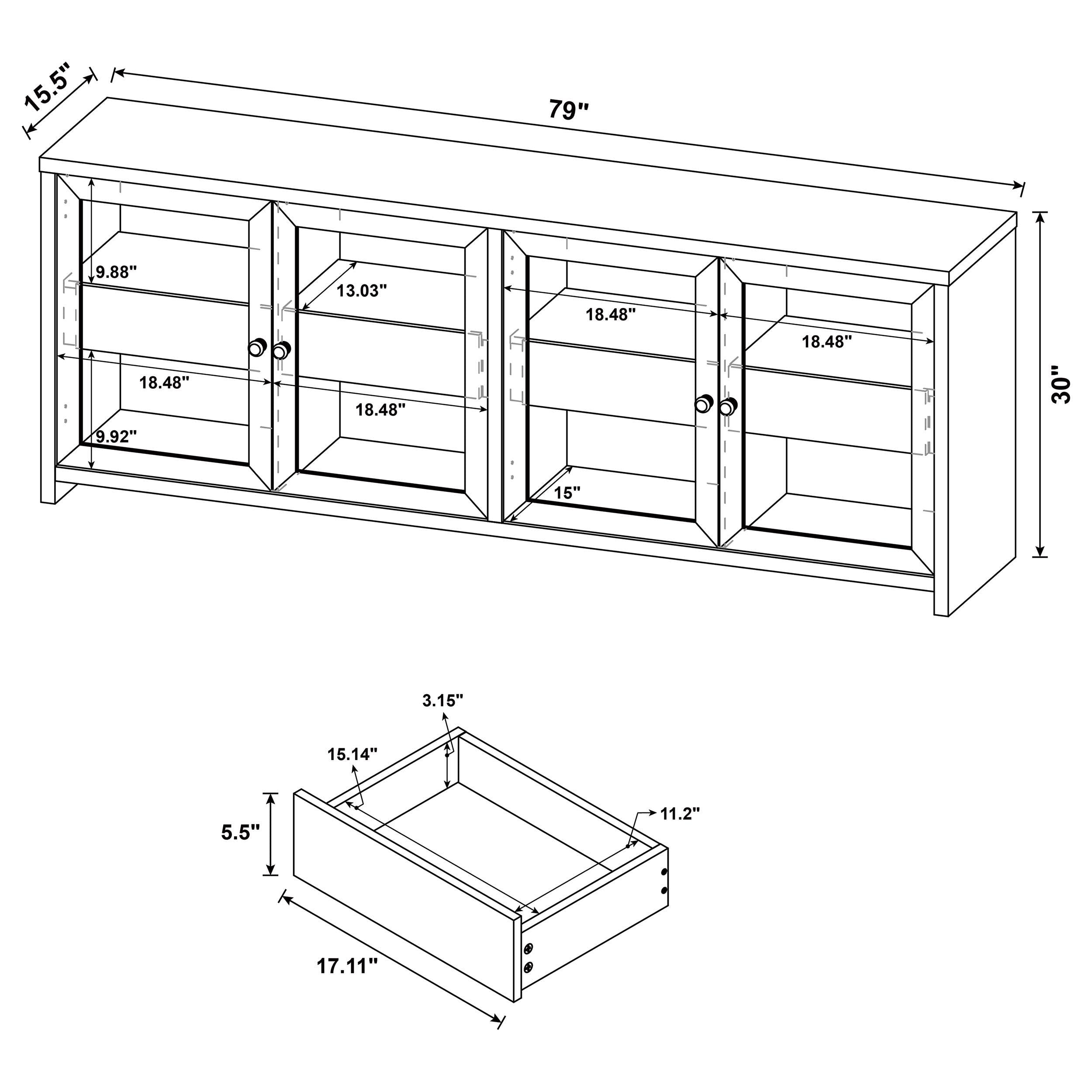 Denison Black 79-inch 4-Door TV Stand Media Console - Eve Furniture