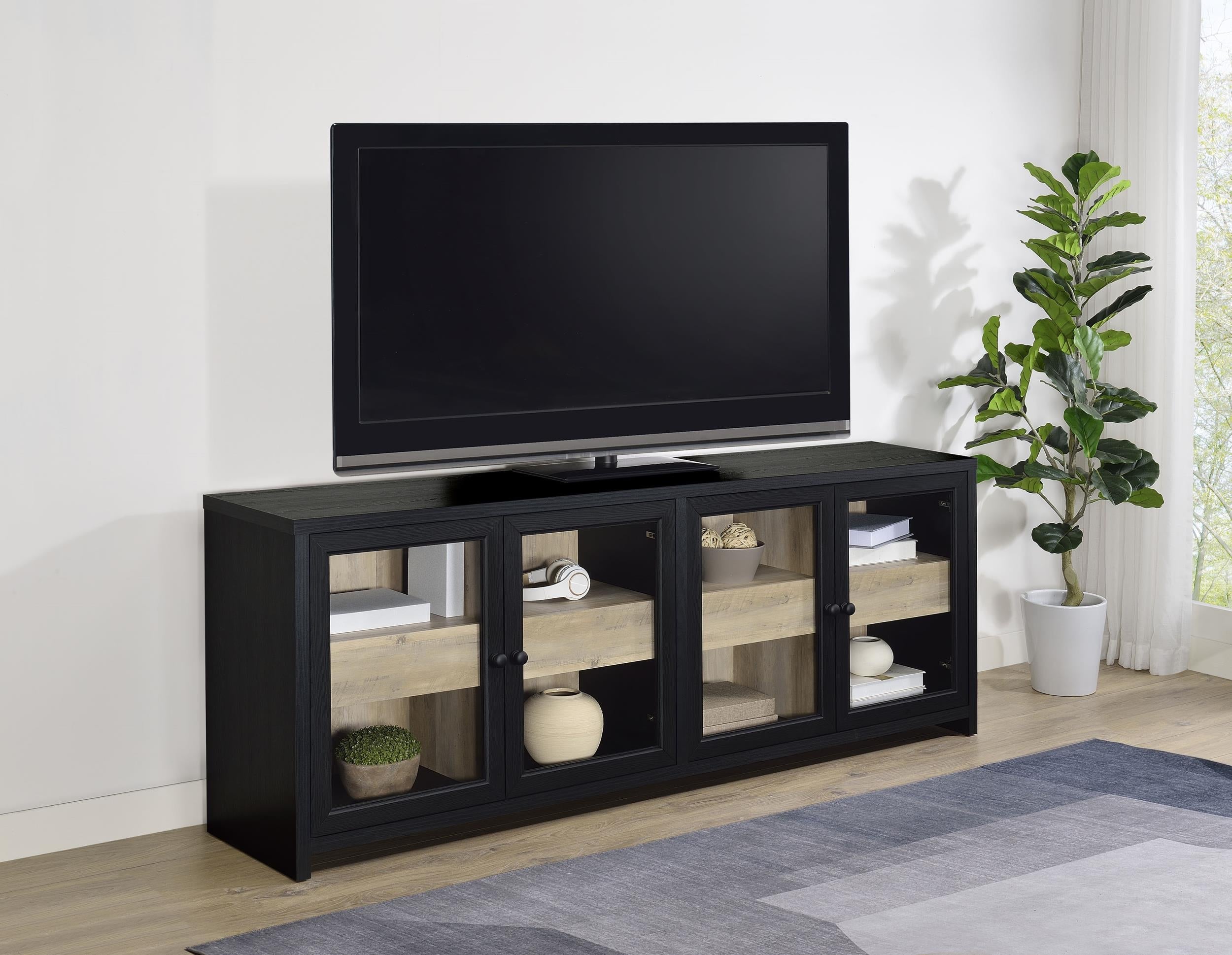 Denison Black 79-inch 4-Door TV Stand Media Console - Eve Furniture
