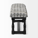 Denison II Black Wood Base Woven-Leather Cushion Top Accent Bench by Mercana at Eve Furniture