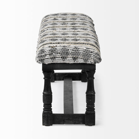 Denison II Black Wood Base Woven-Leather Cushion Top Accent Bench by Mercana at Eve Furniture