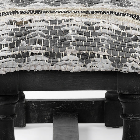 Denison II Black Wood Base Woven-Leather Cushion Top Accent Bench by Mercana at Eve Furniture