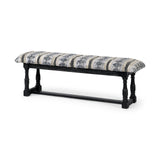Denison II Black Wood Base Woven-Leather Cushion Top Accent Bench by Mercana at Eve Furniture