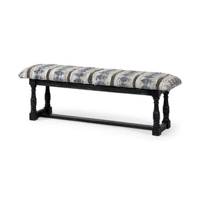Denison II Black Wood Base Woven-Leather Cushion Top Accent Bench by Mercana at Eve Furniture