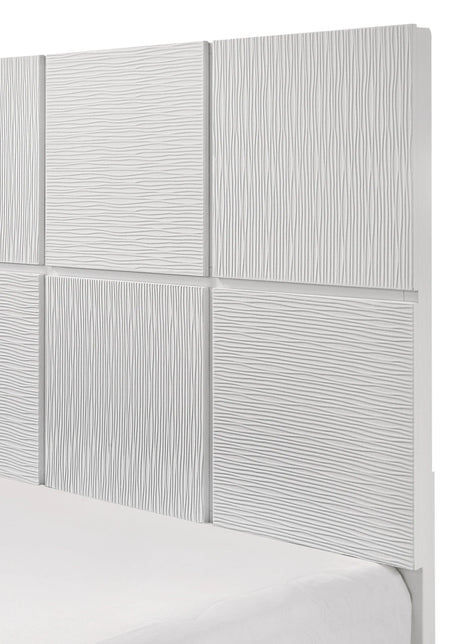 Denker White King Panel Bed by Crown Mark at Eve Furniture
