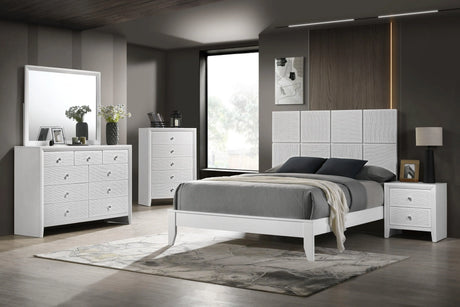 Denker White Queen Panel Bed by Crown Mark at Eve Furniture