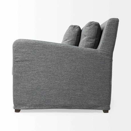 Denly II 92 Inch Slipcover Three Seater Sofa In Casterock Gray by Mercana at Eve Furniture