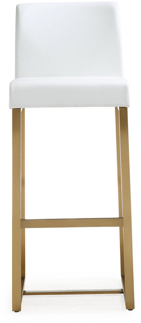 Denmark Performance Vegan Leather Stool with Gold Base - Set of 2 by TOV Furniture at Eve Furniture