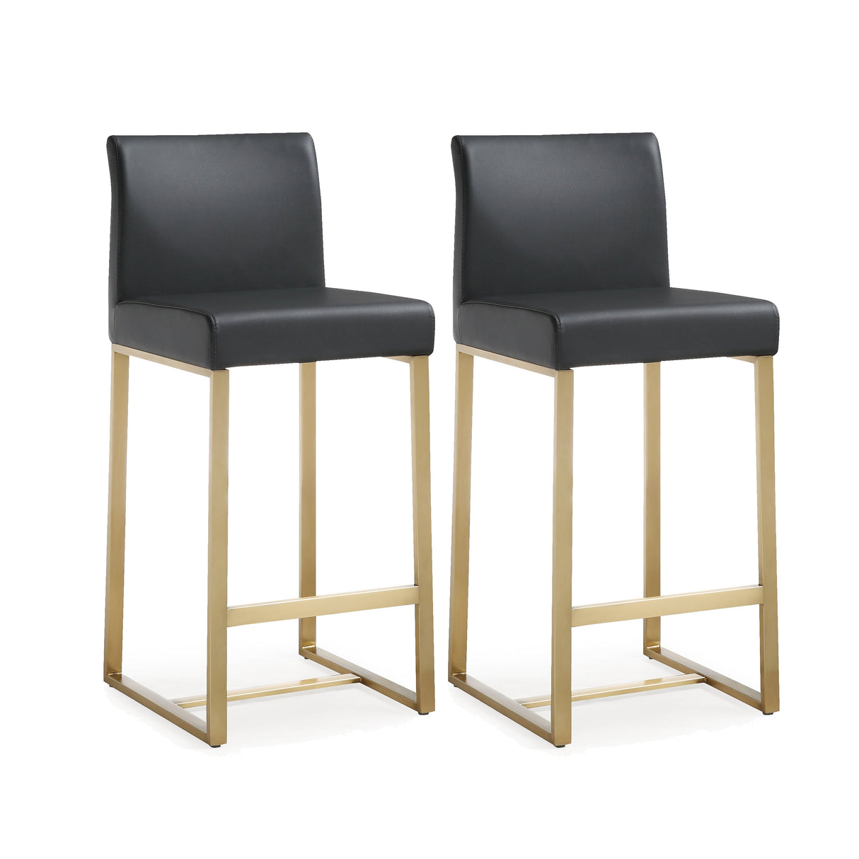 Denmark Performance Vegan Leather Stool with Gold Base - Set of 2 by TOV Furniture at Eve Furniture