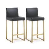 Denmark Performance Vegan Leather Stool with Gold Base - Set of 2 by TOV Furniture at Eve Furniture