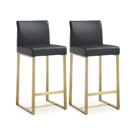 Denmark Performance Vegan Leather Stool with Gold Base - Set of 2 by TOV Furniture at Eve Furniture