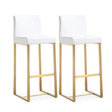 Denmark Performance Vegan Leather Stool with Gold Base - Set of 2 by TOV Furniture at Eve Furniture