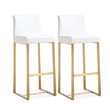 Denmark Performance Vegan Leather Stool with Gold Base - Set of 2 by TOV Furniture at Eve Furniture