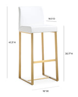 Denmark Performance Vegan Leather Stool with Gold Base - Set of 2 by TOV Furniture at Eve Furniture