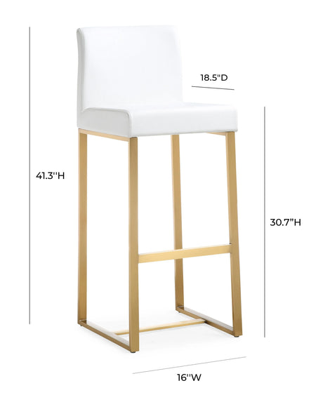 Denmark Performance Vegan Leather Stool with Gold Base - Set of 2 by TOV Furniture at Eve Furniture