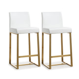 Denmark Performance Vegan Leather Stool with Gold Base - Set of 2 by TOV Furniture at Eve Furniture